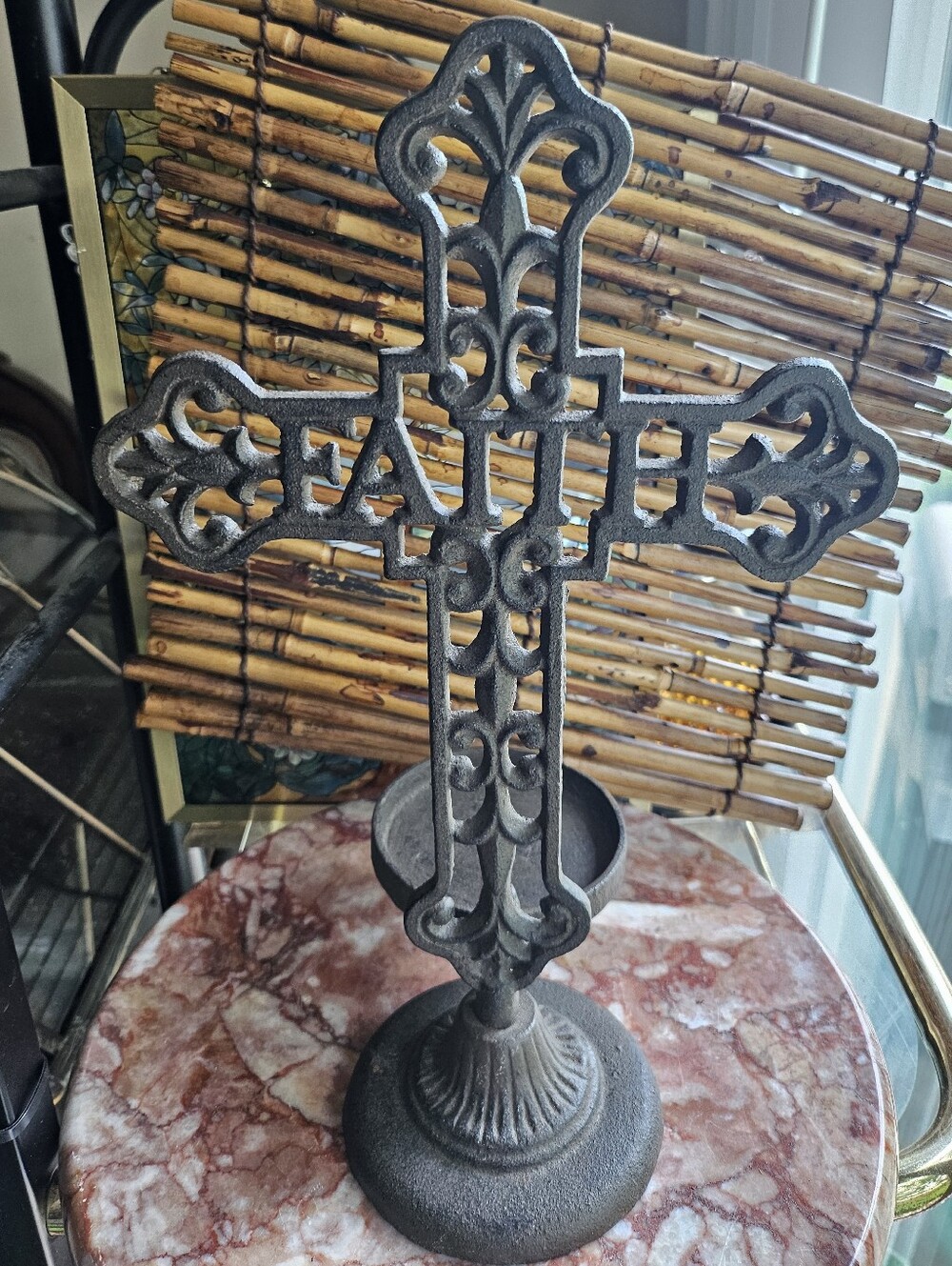 Cast Iron Cross Candle Holder